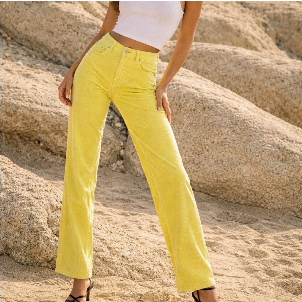 ASOS Yellow Corduroy High-Waist Pants